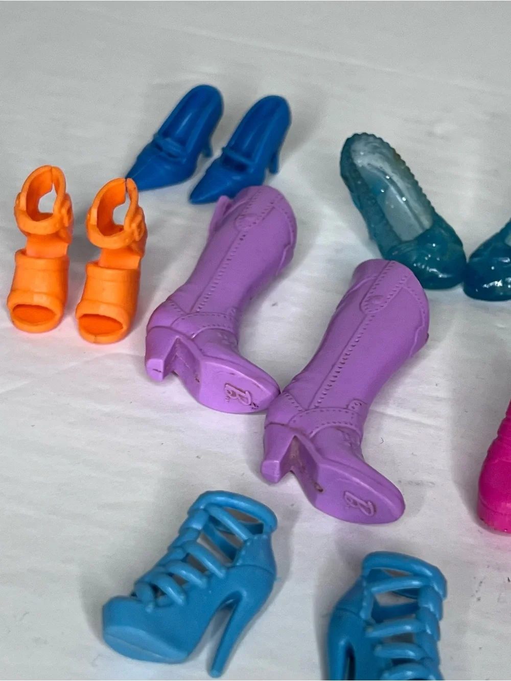 Barbie Fashion Doll Shoes & Boots Lot of 10 Pairs Multicolor Plastic Accessories